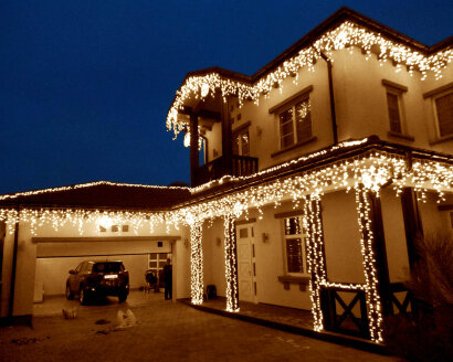 Светодиодная гирлянда бахрома Теплая Белая 36 x 0,6м Мерцающая