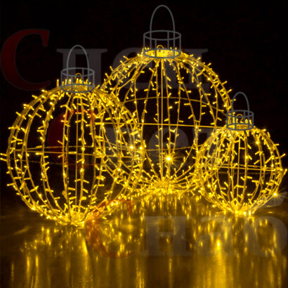 Новогодняя композиция Шары с золотистым свечением. 3шт