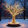 Уличное светодиодное дерево "Золотистый Клен" 2.5м с бетонной скамьей